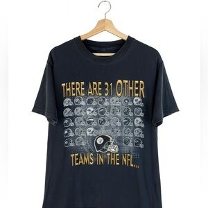 Vintage Pittsburgh Steelers NFL 31 Teams T-Shirt Black Size Medium